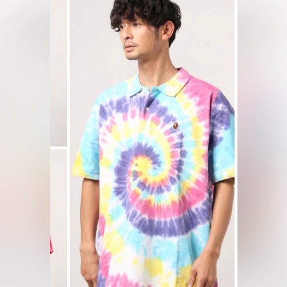 BAPE  tie dye shirt with collar - Picture 1 of 7